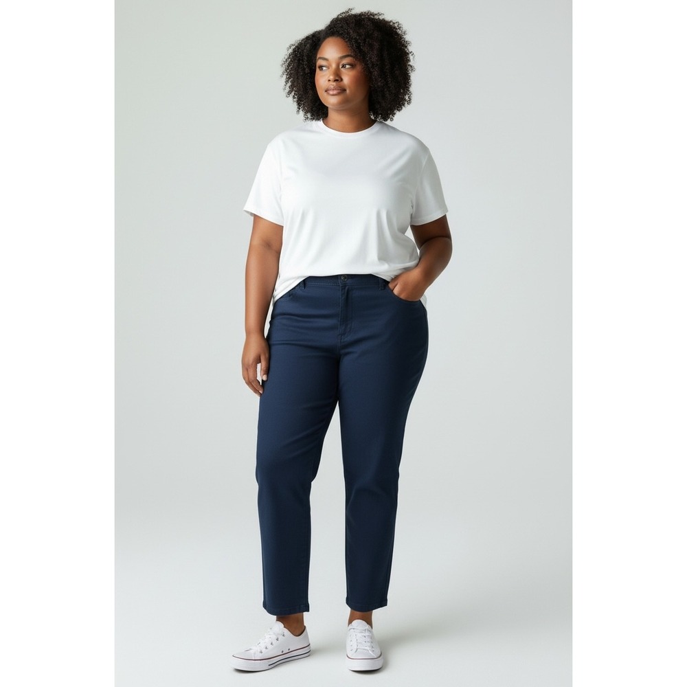 GOODTHREADS Navy Blue‎ Straight Leg Casual Crop Pants Women's Size XXL